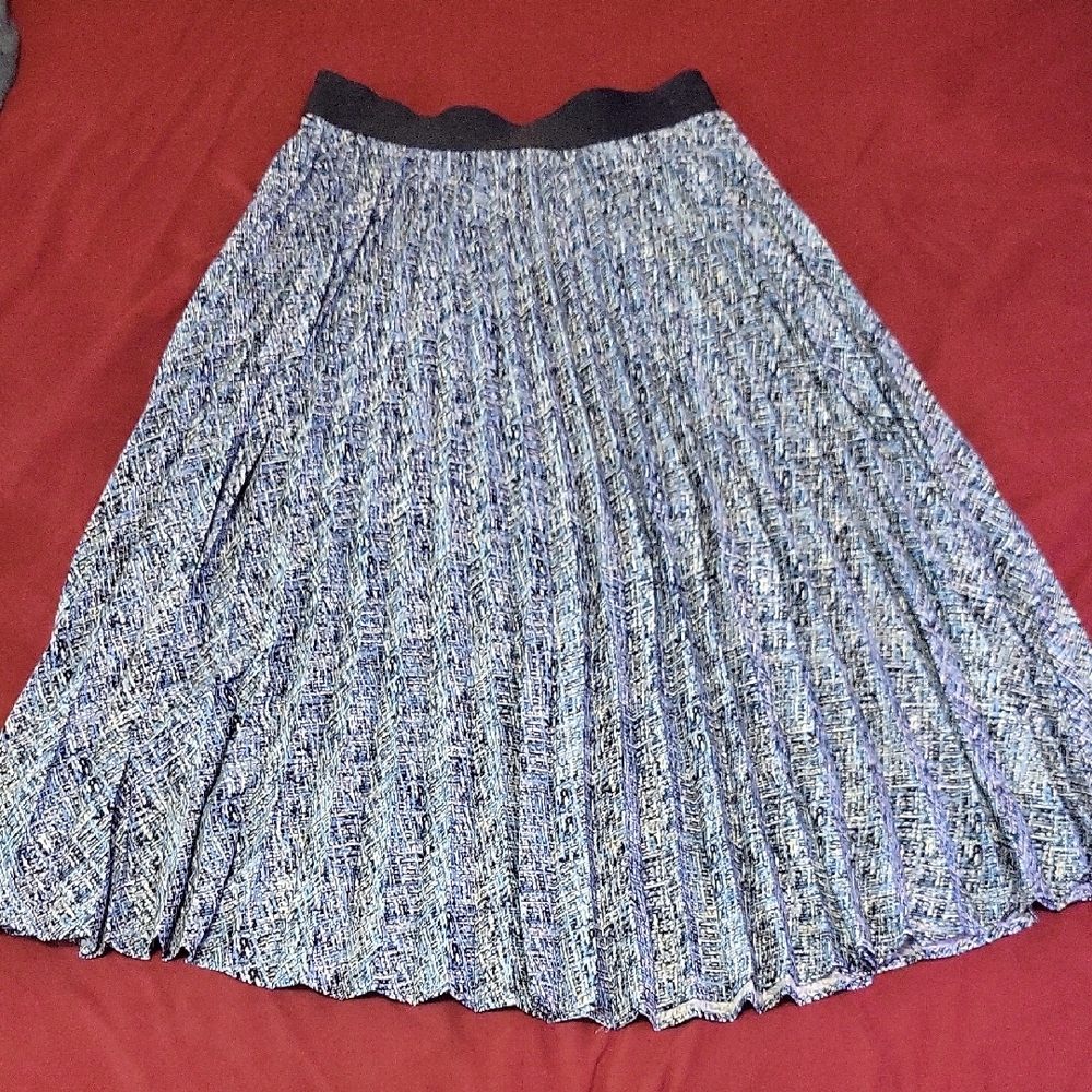 Lands' End Textured Blue and Black A-Line Skirt